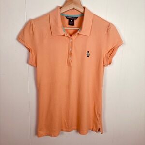 Vintage Teenie Weenie Polo Shirt Bear Logo Short Cap Sleeve Peach Measures Small